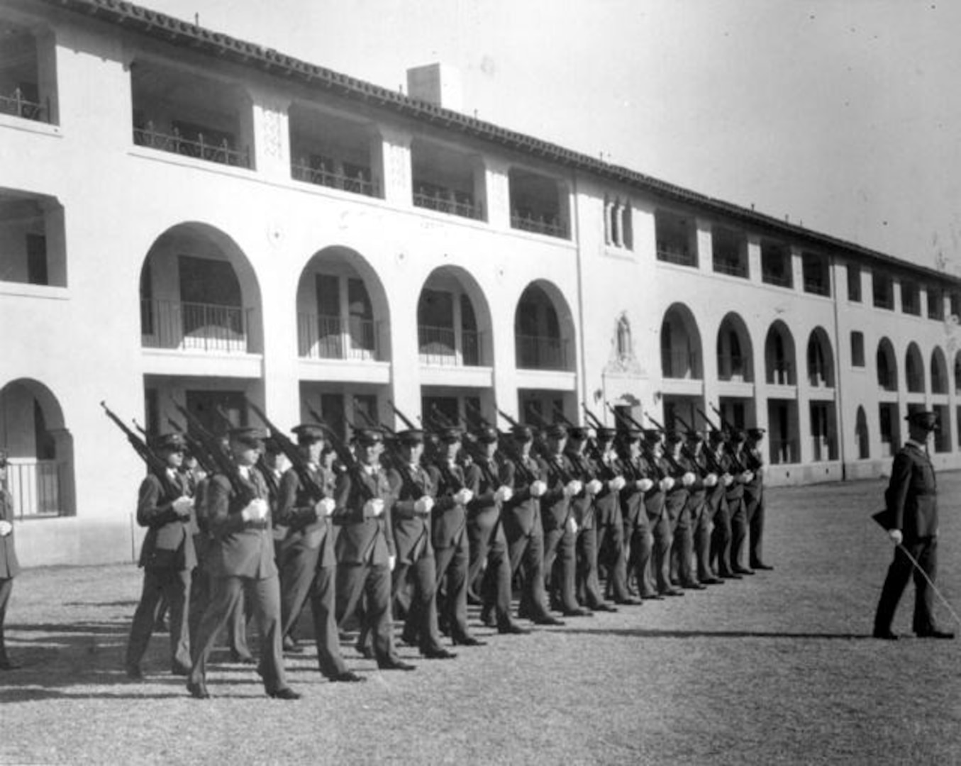 Formation in front of dormitory.