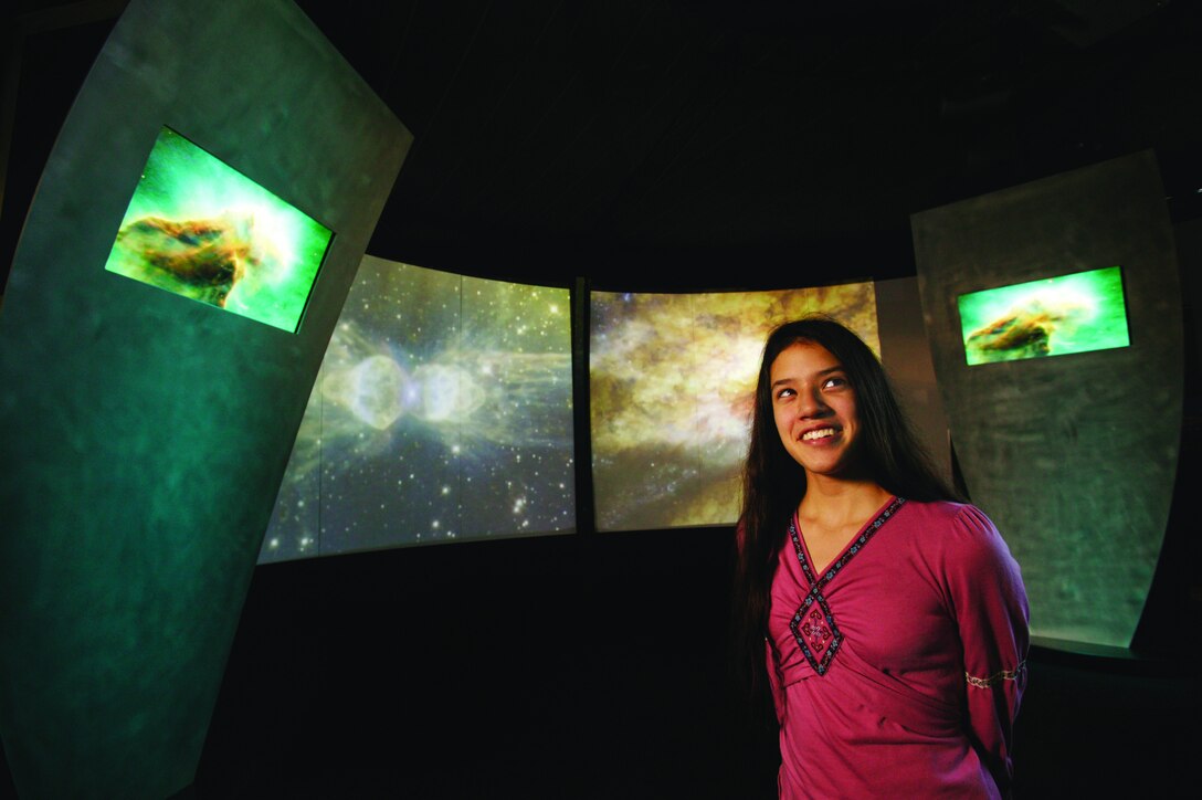 Picture of a person experiencing the SPACE exhibit