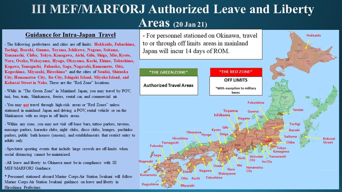 III MEF/MARFORJ Authorized Leave and Liberty Areas (20 Jan 21)