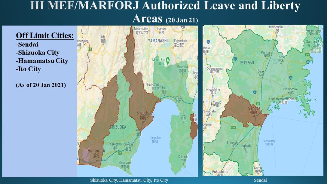 III MEF/MARFORJ Authorized Leave and Liberty Areas (20 Jan 21)