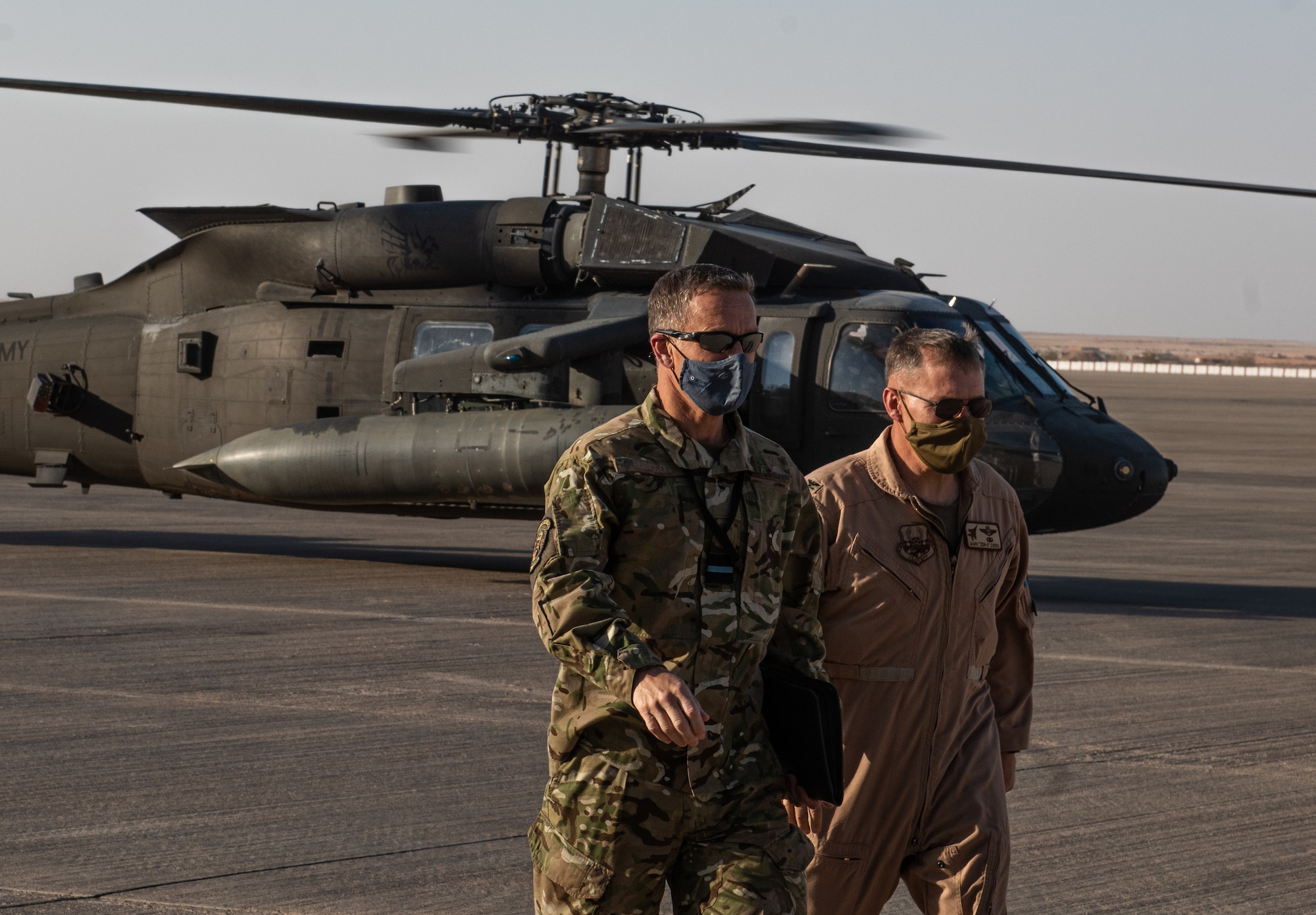 Royal Air Force Air Commodore Phil Robinson, Director of the Combined Air Operations Center, toured Prince Sultan Air Base, Kingdom of Saudi Arabia, Jan. 19, 2021.
