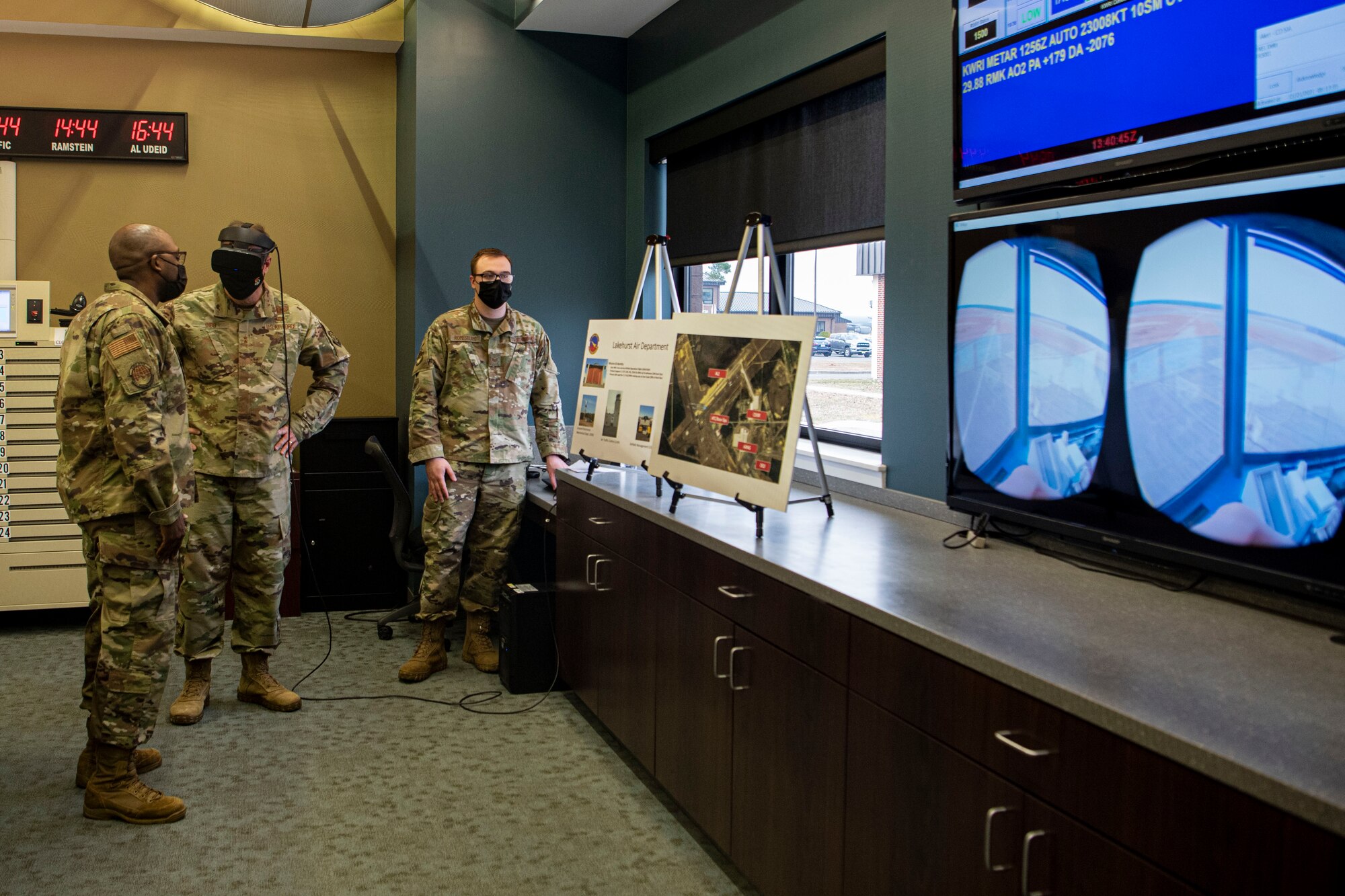 Photo of an Airman using a virtual reality headset.