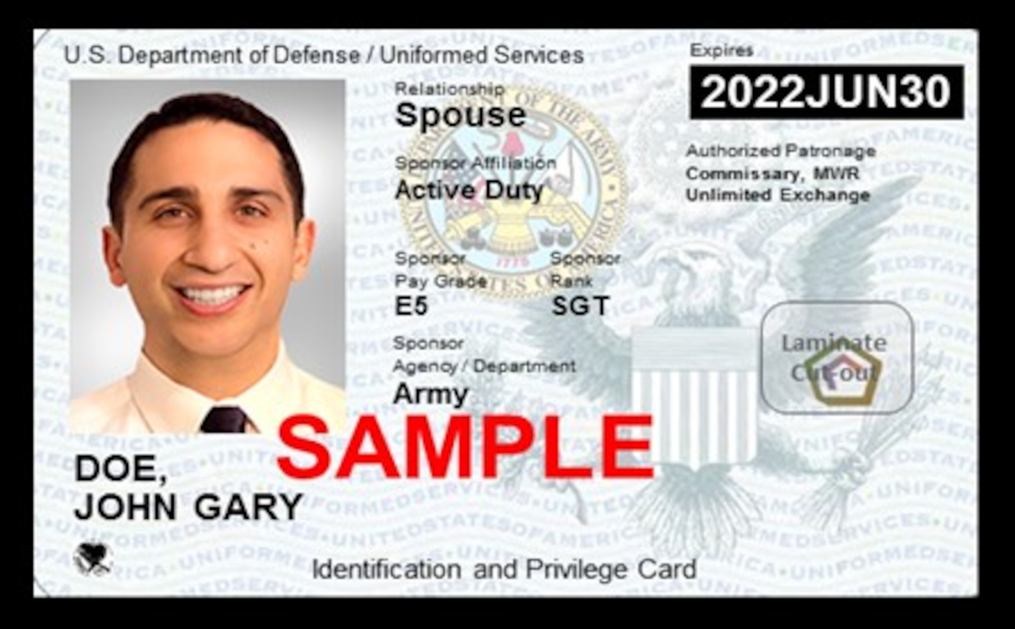 A Next Generation Uniformed Services Identification is displayed.
