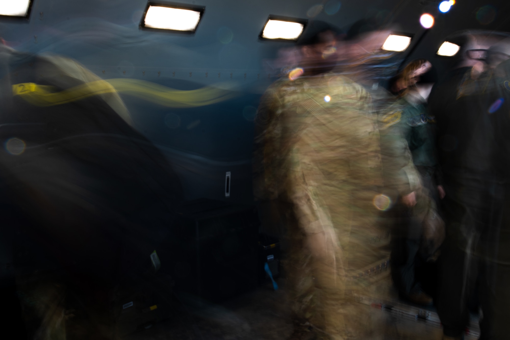 Blurry photo of Airmen walking