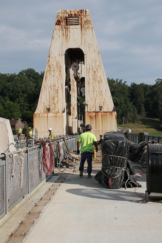 Work crews at Youghiogheny River Lake.