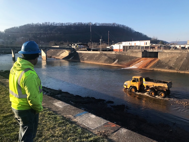 Work continues at the flood-risk reduction project in Johnstown.
