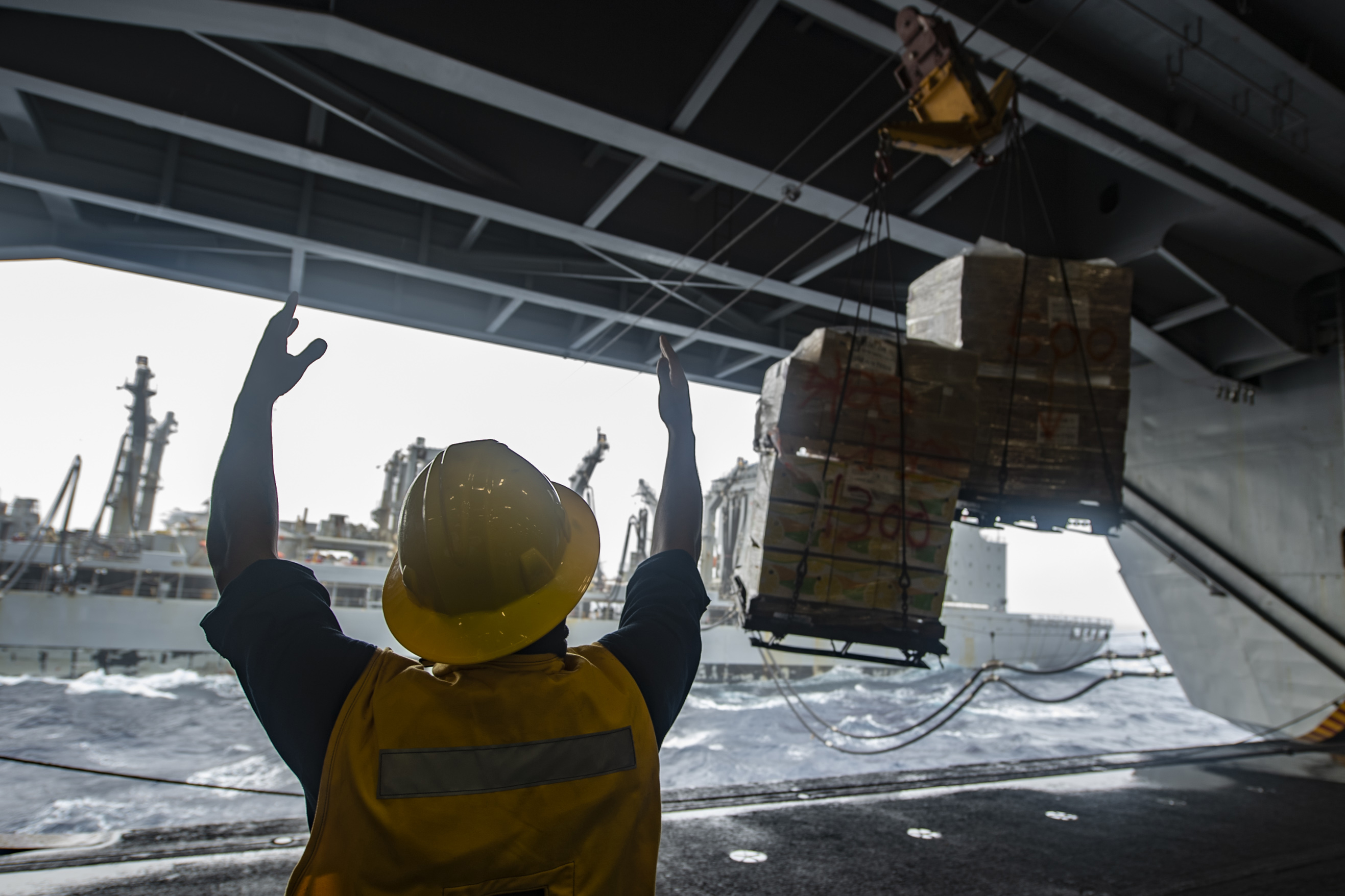 USS Theodore Roosevelt (CVN 71) and USNS John Ericsson (T-AO 194) conduct a replenishment-at-sea.