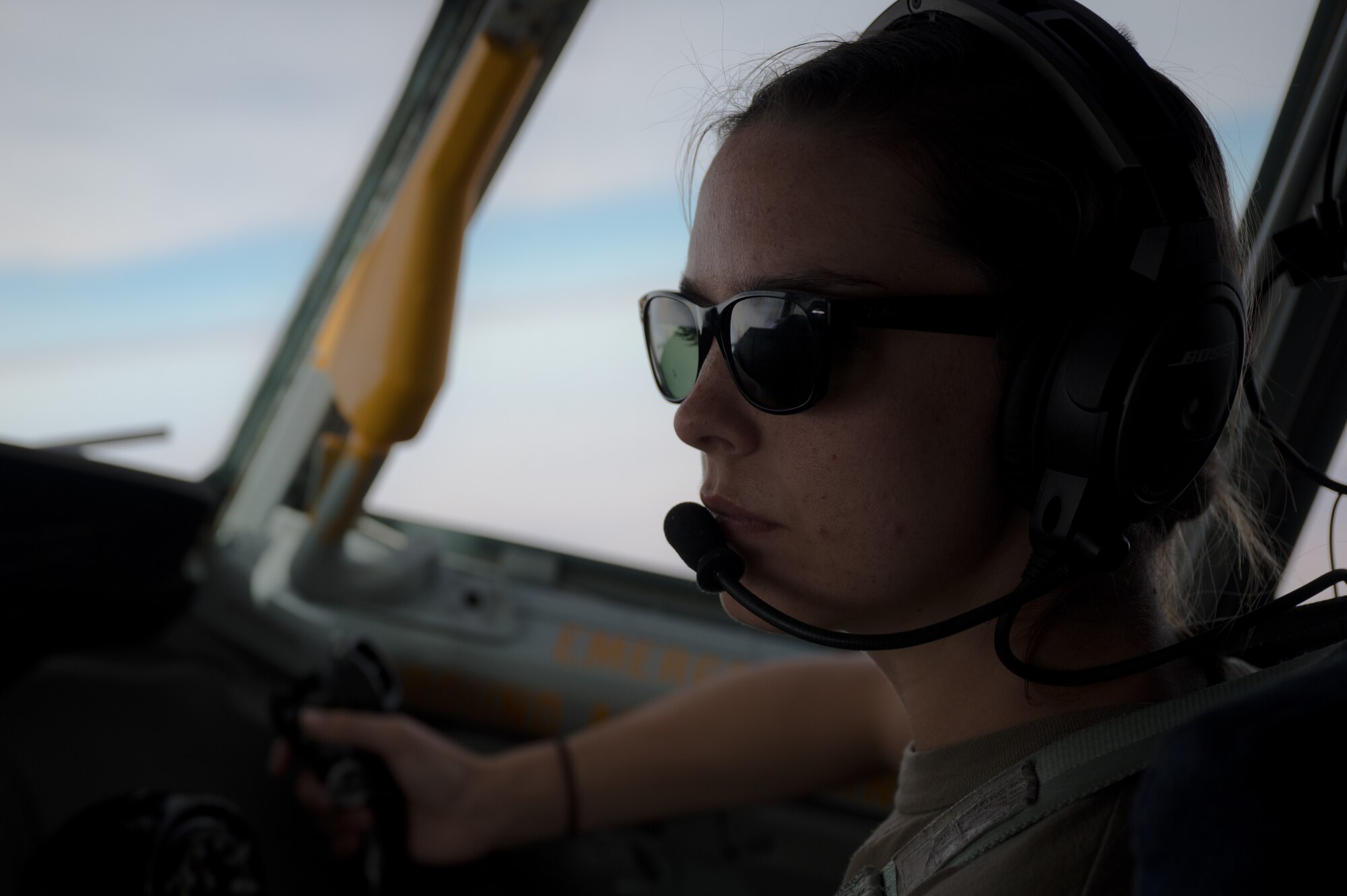 pilot flies a KC-135R Stratotanker during a bomber task force mission over the U.S. Central Command area of responsibility Jan. 17, 2021