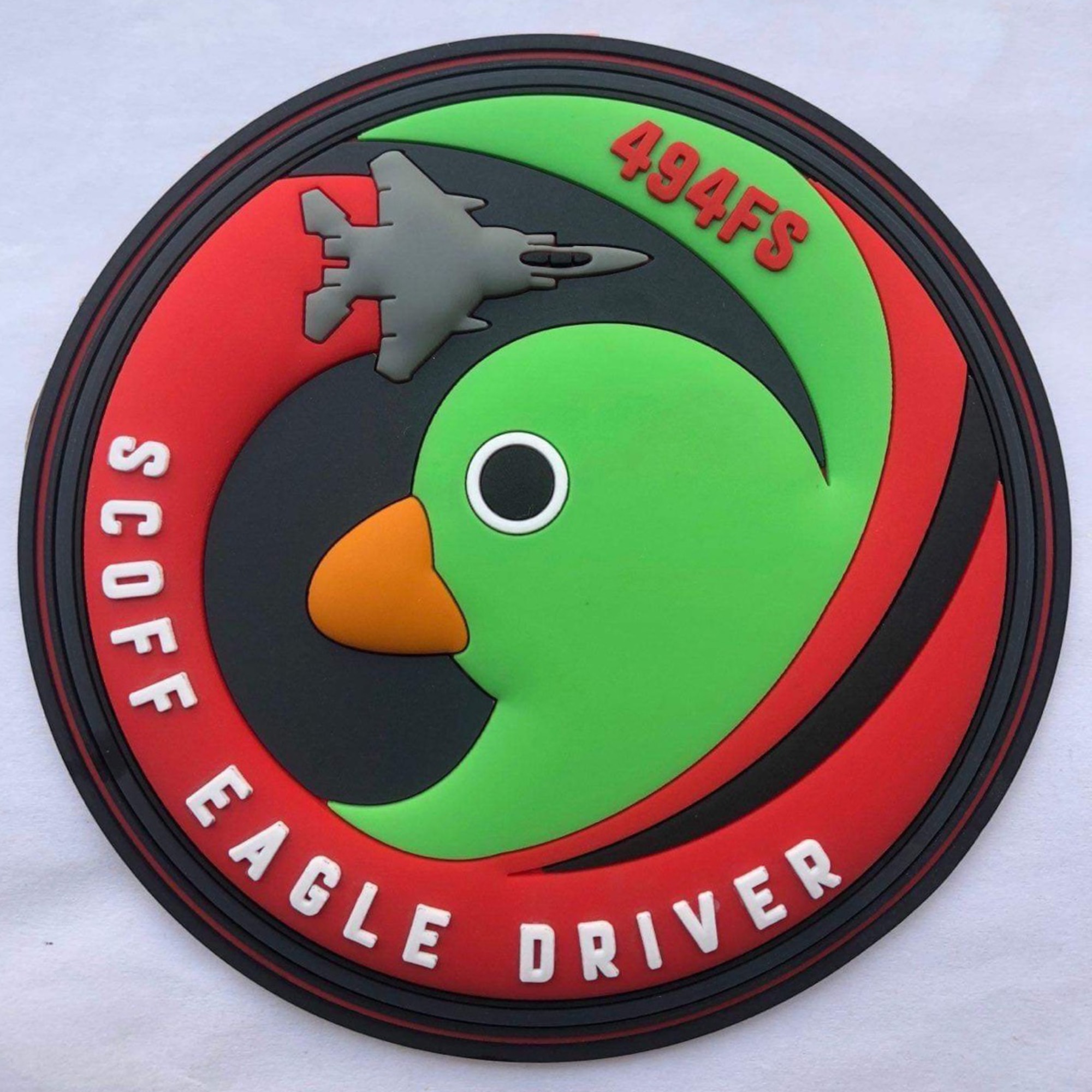 A patch was designed and created in honor of Scoff the Duck by members of the local community surrounding Royal Air Force Lakenheath. The positive relationship between the Liberty Wing and it’s host nation partners can be seen through the continued teamwork and support from the local aviation community. (Courtesy Photo)