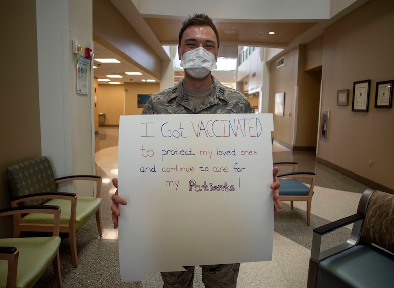 Capt. Michael Ferraro, 49th Medical Group Operational Medicine Clinic flight commander, poses for a photo, Jan. 15, 2021, on Holloman Air Force Base, New Mexico. The Department of Defense continues to deliver on the acting Secretary of Defense’s priorities during the COVID-19 pandemic to protect people, maintain readiness and support the national pandemic response. (U.S. Air Force photo by Staff Sgt. Christine Groening)