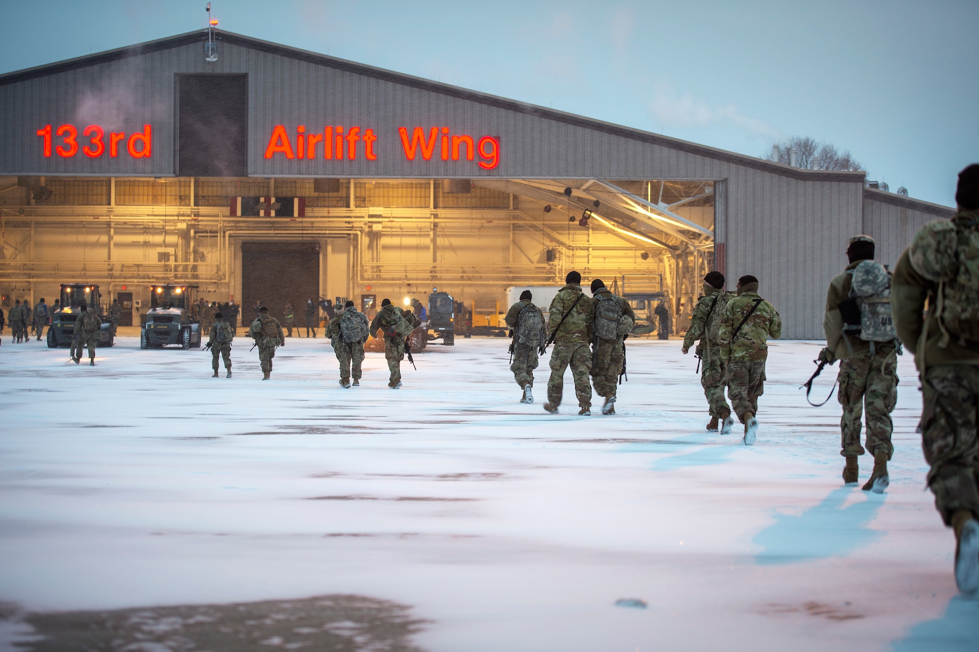 U.S. Air Force Airmen and Soldiers from across the Minnesota National Guard return home from Washington D.C. after supporting the 59th Presidential Inauguration in St. Paul, Minn., Jan. 23, 2021.