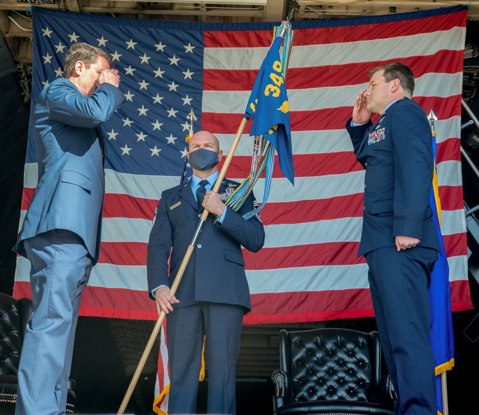 Lt. Col. Walker Pearce-Percy assumes command of the 312th Airlift Squadron at Travis AFB, California, Jan. 9, 2021.