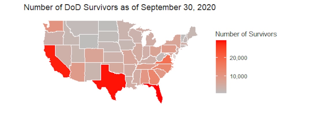Number of DoD Survivors as of September 30, 2020.