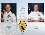 A graphic created to announce the change of command for USS Cheyenne (SSN 773).