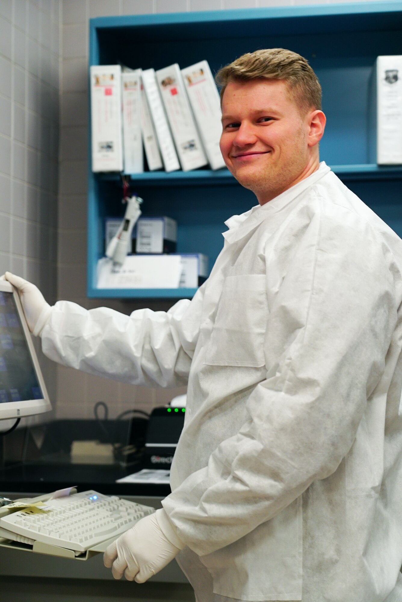 Senior Airman Marshall Gladden, a 319th Healthcare Operations Squadron laboratory technician, is shown in his workplace at Grand Forks Air Force Base, N.D., Jan. 21, 2021. Medical laboratory technicians provide crucial testing and results to help doctors properly diagnose patients.