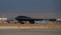A B-2 Spirit lands at Nellis.