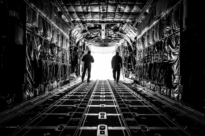 Airmen finish unloading cargo.