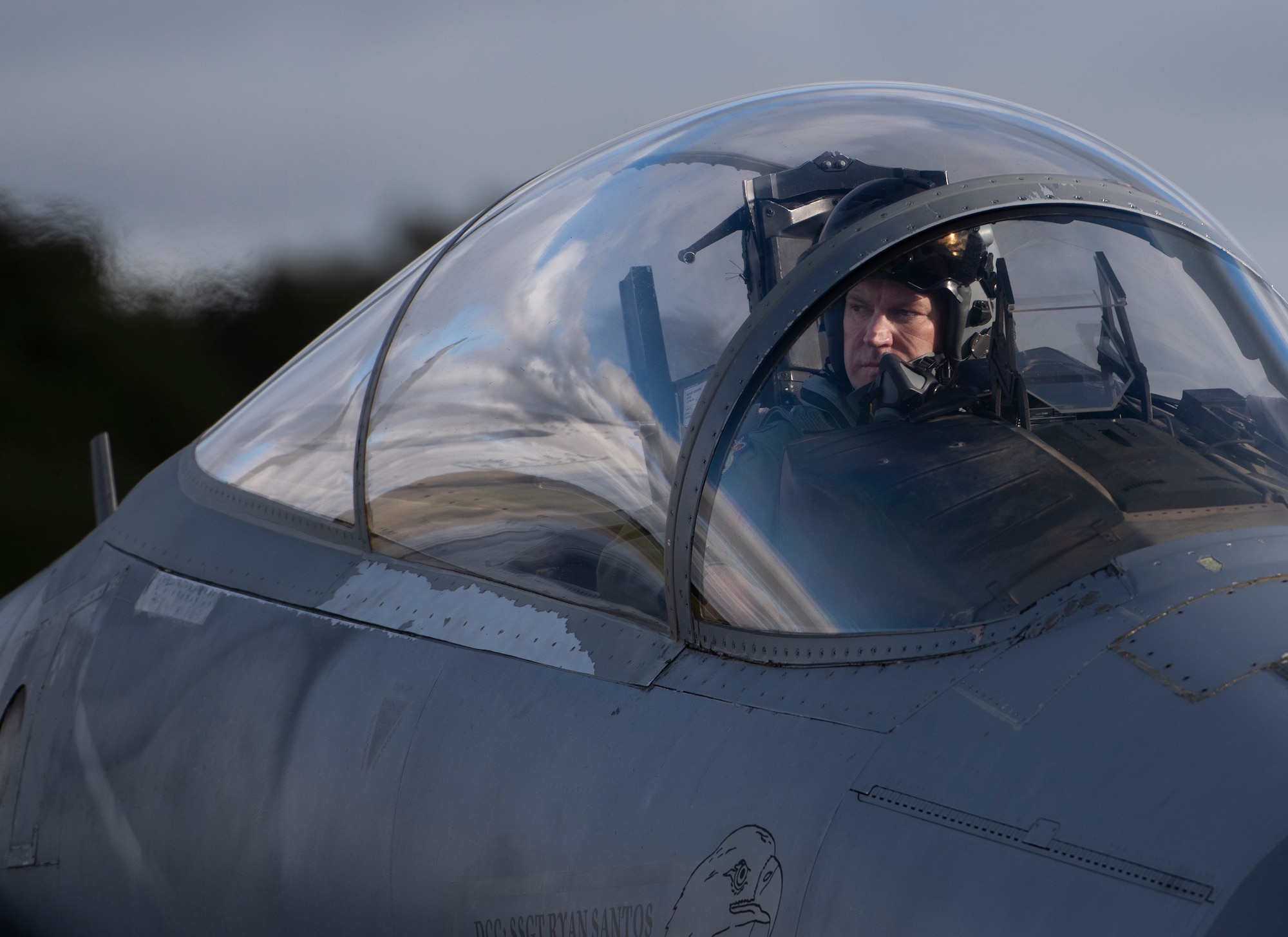 An F-15C Eagle assigned to the 493rd Fighter Squadron prepares to taxi to the runway prior to take-off at Royal Air Force Lakenheath, England, Jan. 21, 2021. The 48th Fighter Wing is dedicated to developing a force of multi-capable Airmen to drive the mission more effectively through the integration of Agile Combat Employment concepts. (U.S. Air Force photo by Airman 1st Class Jessi Monte)