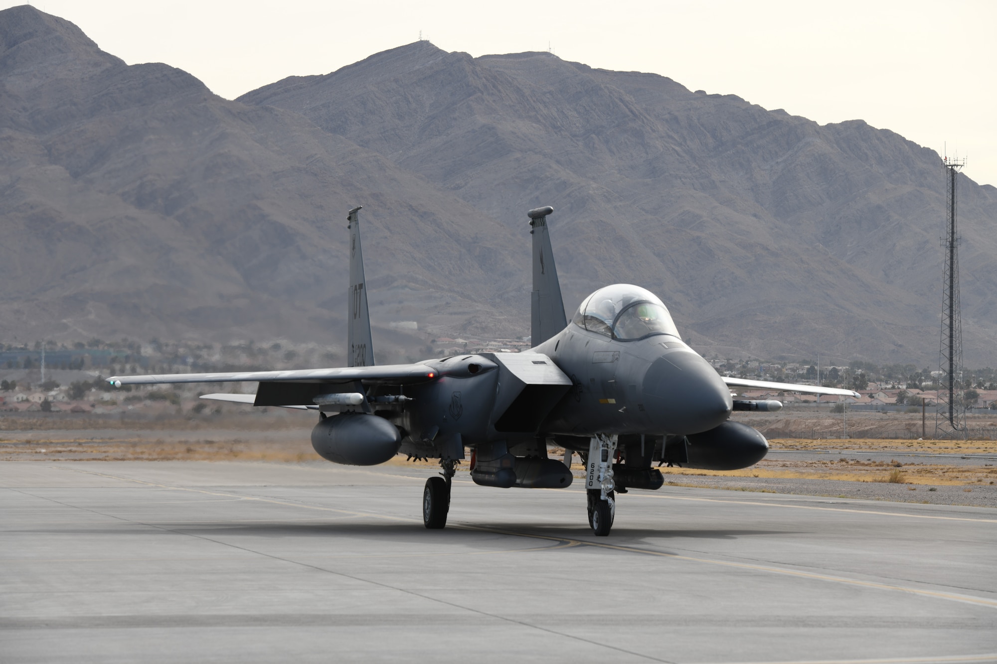 A combined reserve and active duty test team from Nellis Air Force Base conducted an AGM-158B Joint Air-to-Surface Standoff Missile drop from an F-15E, Jan. 7.