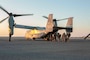 U.S. Marines with 3rd Battalion, 1st Marines, assigned to Special Purpose Marine-Air Ground Task Force – Crisis Response - Central Command, board an MV-22 Osprey during a crisis response exercise in Kuwait, Jan. 13, 2021. The regularly scheduled exercise was designed to sustain proficiency and enhance MAGTF integration in a realistic training environment. The SPMAGTF-CR-CC is a crisis response force, prepared to deploy a variety of capabilities across the region.  (U.S. Marine Corps Photo by Lance Cpl. Jacob Yost)