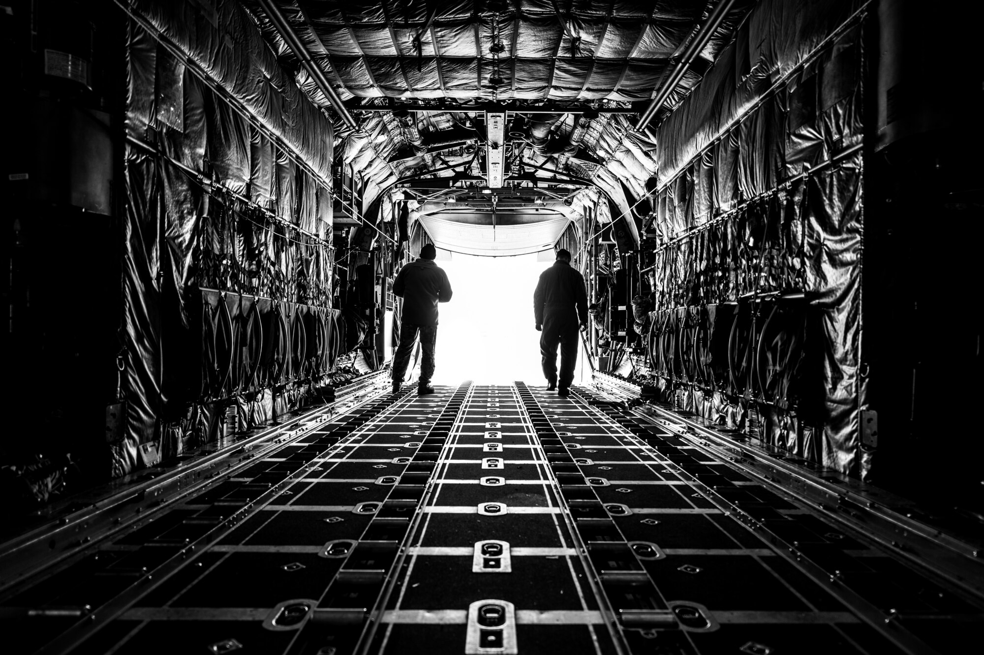 Airmen finish unloading cargo.