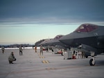 Pilots, crew chiefs and maintainers assigned to the 158th Fighter Wing, Vermont Air National Guard, launch 10 F-35A Lightning II aircraft assigned to the wing during January drill from the South Burlington Air National Guard Base, South Burlington, Vt., Jan. 9, 2021. This was done as a routine training mission with the aircraft flying various simulated missions over military operating areas. (U.S. Air National Guard photo by Tech. Sgt. Ryan Campbell)