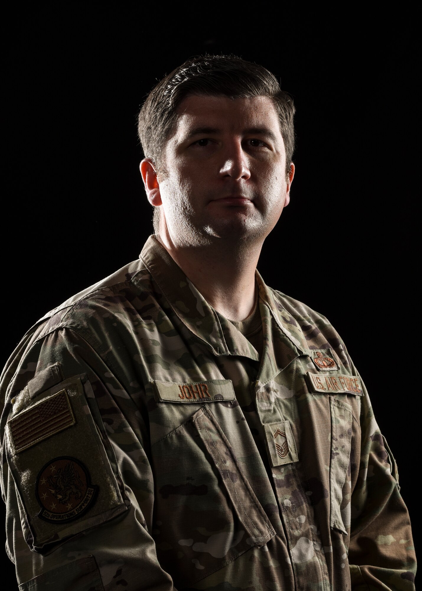 Portrait of U.S. Air Force Senior Master Sgt. Kyle Johr, 52nd Operations Support Squadron chief controller.