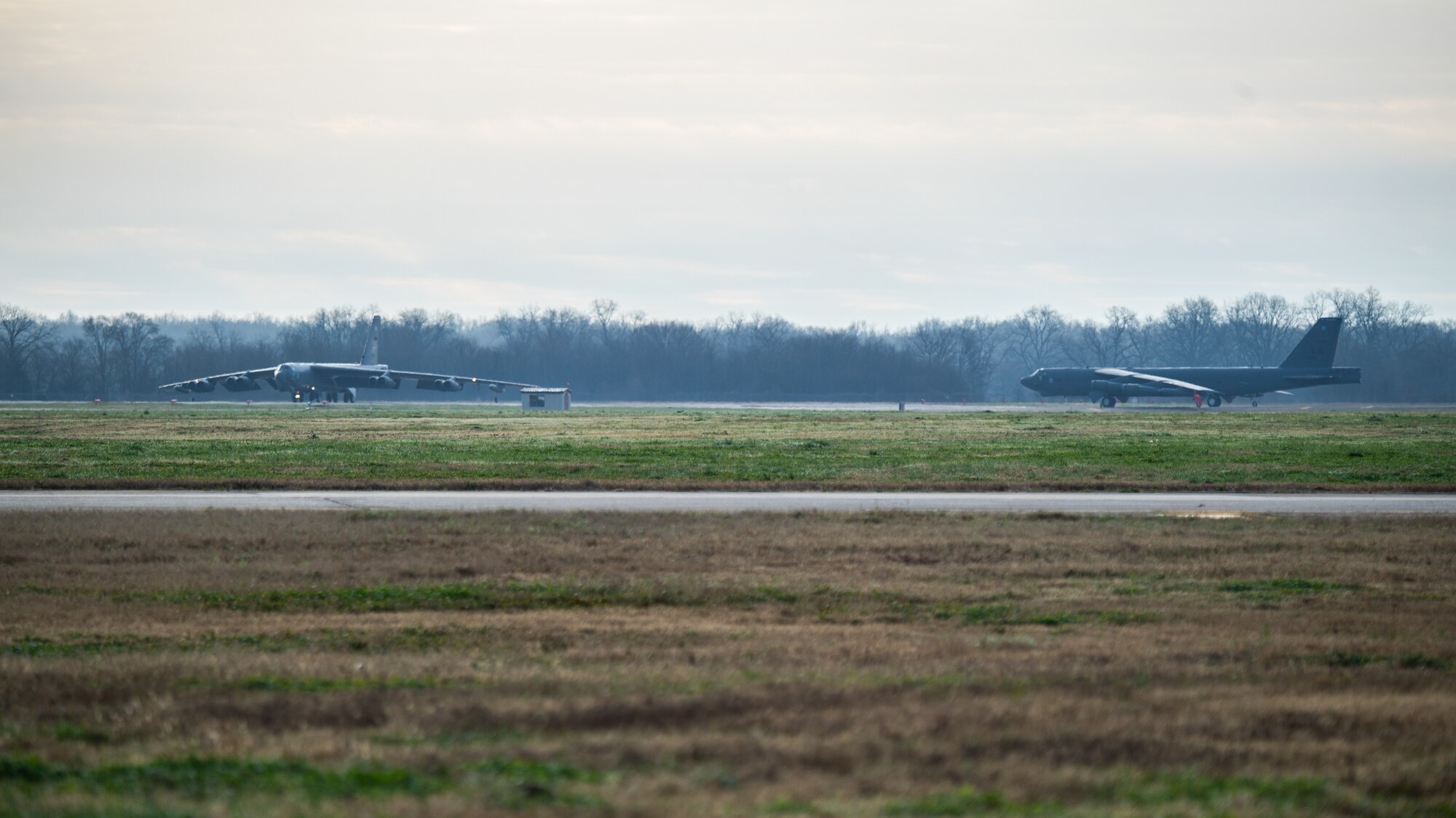 U.S. Air Force B-52 Stratofortress' take off from Barksdale Air Force Base, LA, during a bomber task force mission over the U.S. Central Command area of responsibility, Jan. 26, 2021. The bomber deployment underscores the U.S. Military's commitment to regional security and demonstrates a unique ability to rapidly deploy on short notice. The B-52 is a long-range, heavy bomber that is capable of flying at high subsonic speeds of altitudes of up to 50,000 feet and provides the United States with a global strike capability.