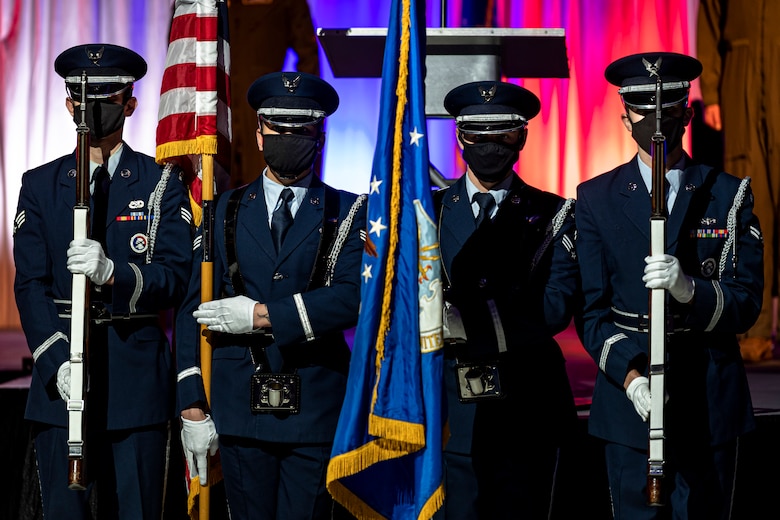 A photo of Honor Guard presenting the colors during a ceremony