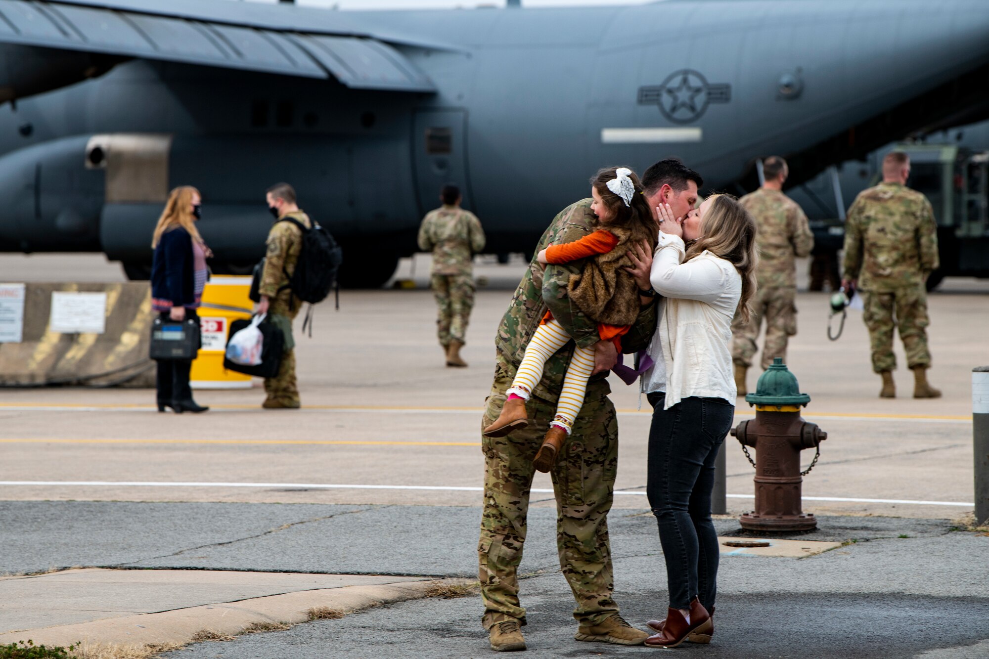 A couple embrace