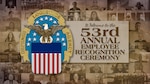 Graphic depicts 56 black and white photos of people as a backdrop to the DLA logo with the eagle, stars and stripes and text that reads: 53rd Annual Employee Recognition Ceremony.