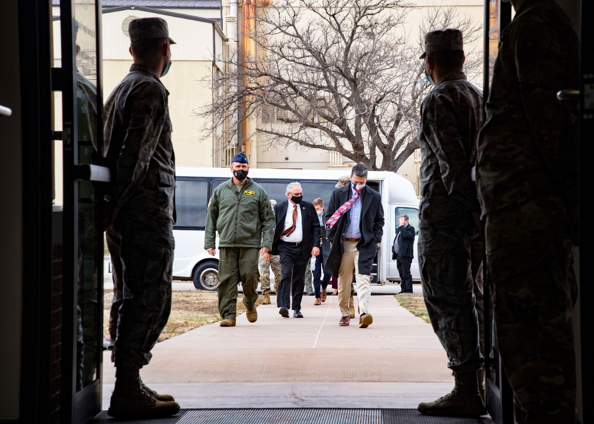 Rep. Ronny Jackson walks with 80th Flying Training Wing Commander Col. Robert Haas