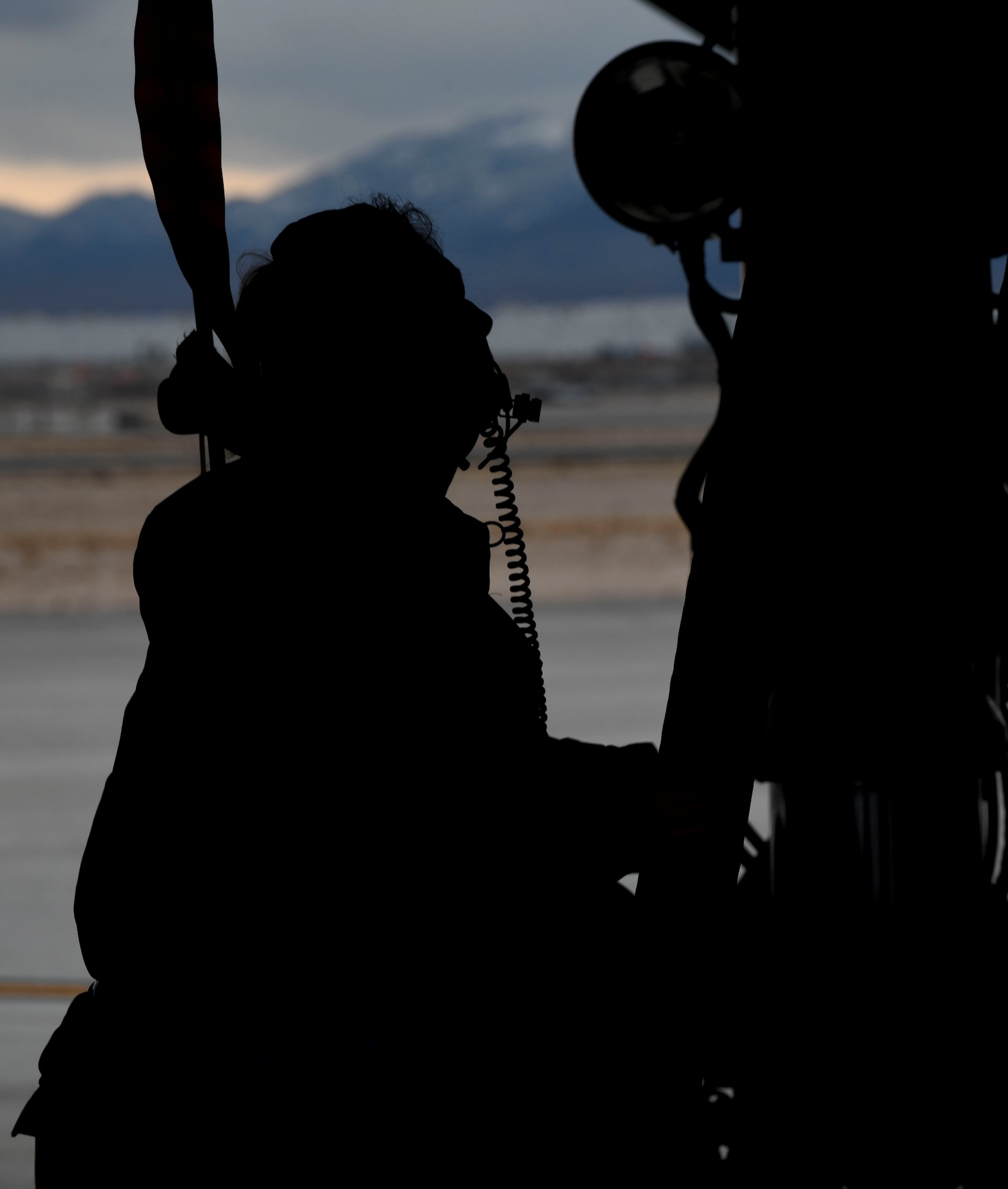 U.S. Air Force Senior Airman Haylee Lund, 393rd Expeditionary Bomb Squadron crew chief, watches the fuel gauge for a B-2 Spirit Stealth Bomber during Red Flag 21-1, at Nellis Air Force Base, Nevada, Jan. 26, 2021. Along with aircrew, Team Whiteman brought approximately a hundred Airmen to participate in the large force exercise and to be the lead wing. As the lead Wing, RF 21-1 enables Team Whiteman to maintain a high state of readiness and proficiency, while validating their always-ready global strike capability. (U.S. Air Force photo by Staff Sgt. Sadie Colbert)