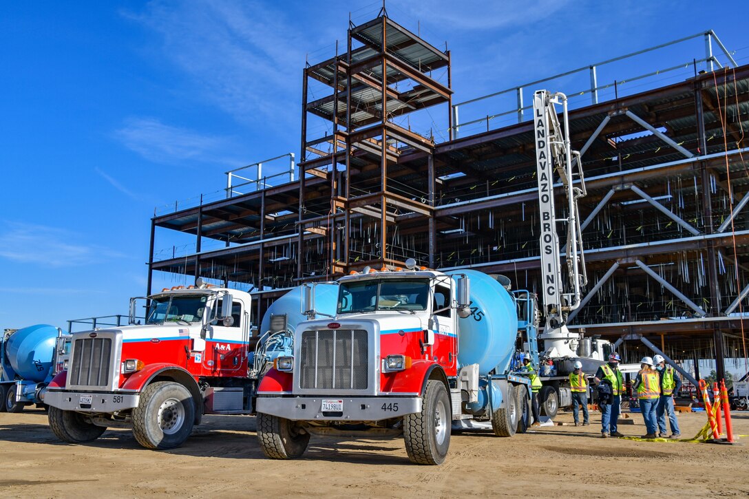 Concrete placement on Stockton VA clinic's 2nd floor