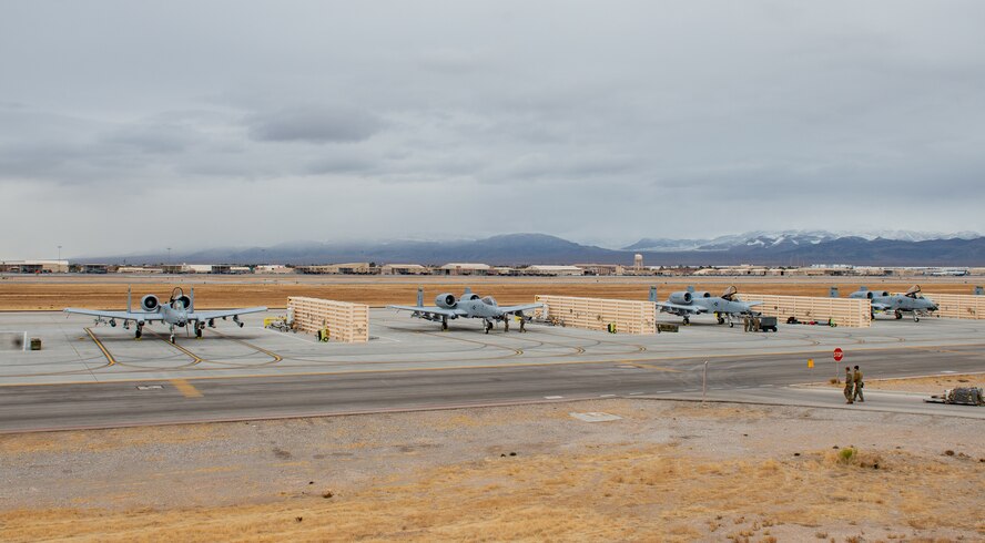 A-10 airplanes parked on the ramp.