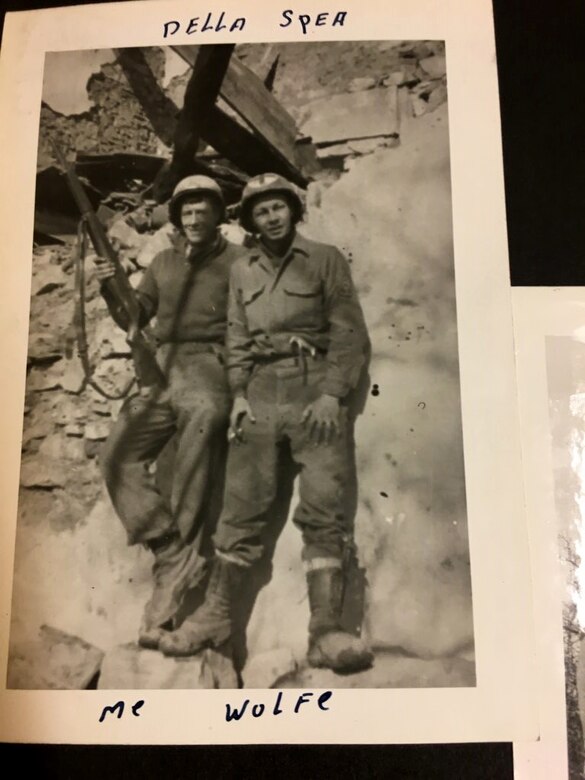 Two soldiers standing on rocks