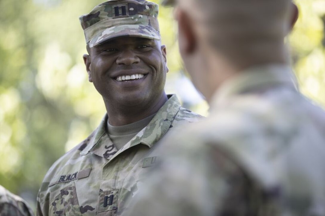 Soldier smiling