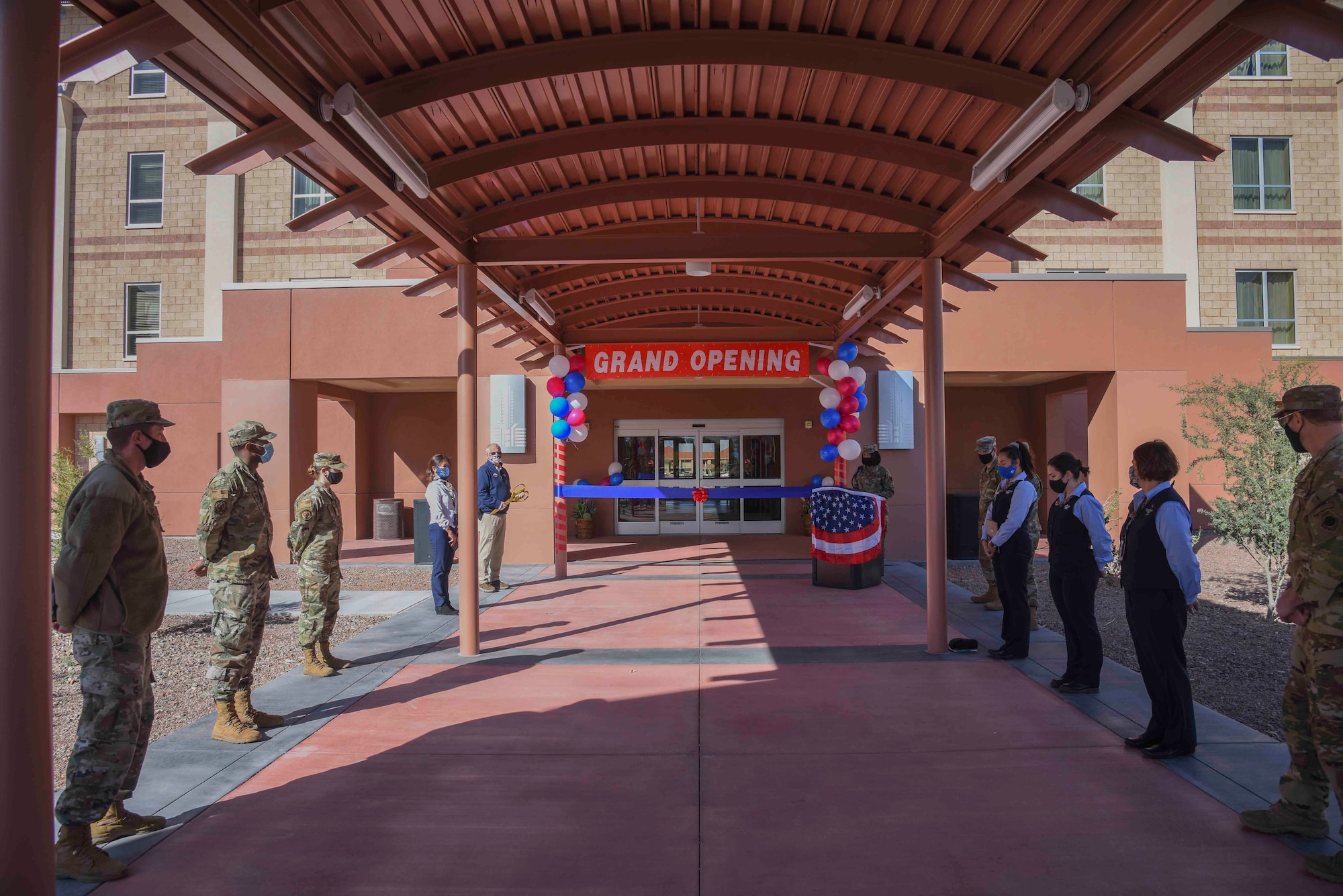 a photo of the entrance to the new lodging facility at davis-monthan air force base.