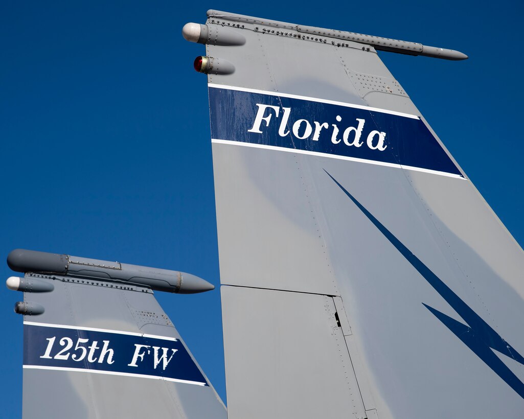 An F-15C Eagle assigned to the 125th Fighter Wing, Jacksonville Air National Guard Base, Fla., is displayed on the flight line at MacDill Air Force Base, Fla., Jan. 29, 2021.