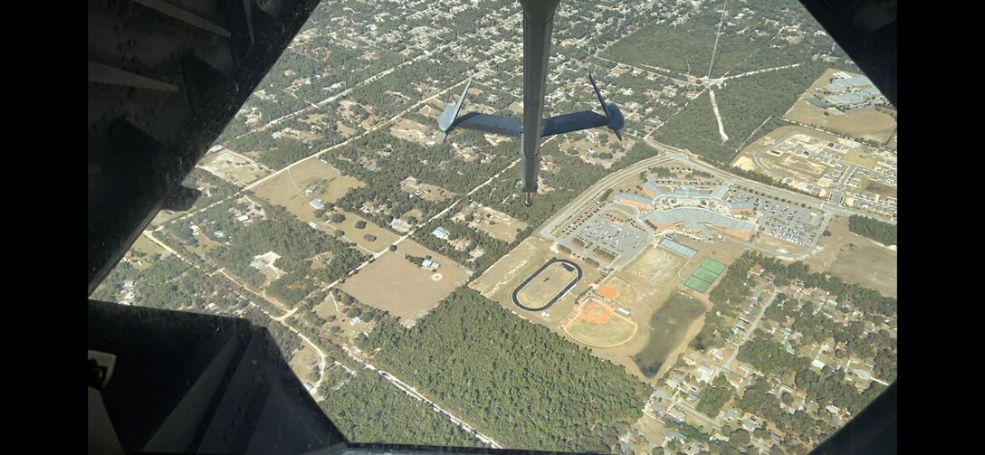 Reserve Citizen Airmen with the 78th Air Refueling Squadron, 514th Air Mobility Wing, conduct a flyover for the 15th Annual Volusia Expo at University High School at Orange City, Fla., Jan. 29, 2021. The 78 ARS participated in the flyover with the 732nd Airlift Squadron, also with the 514 AMW.