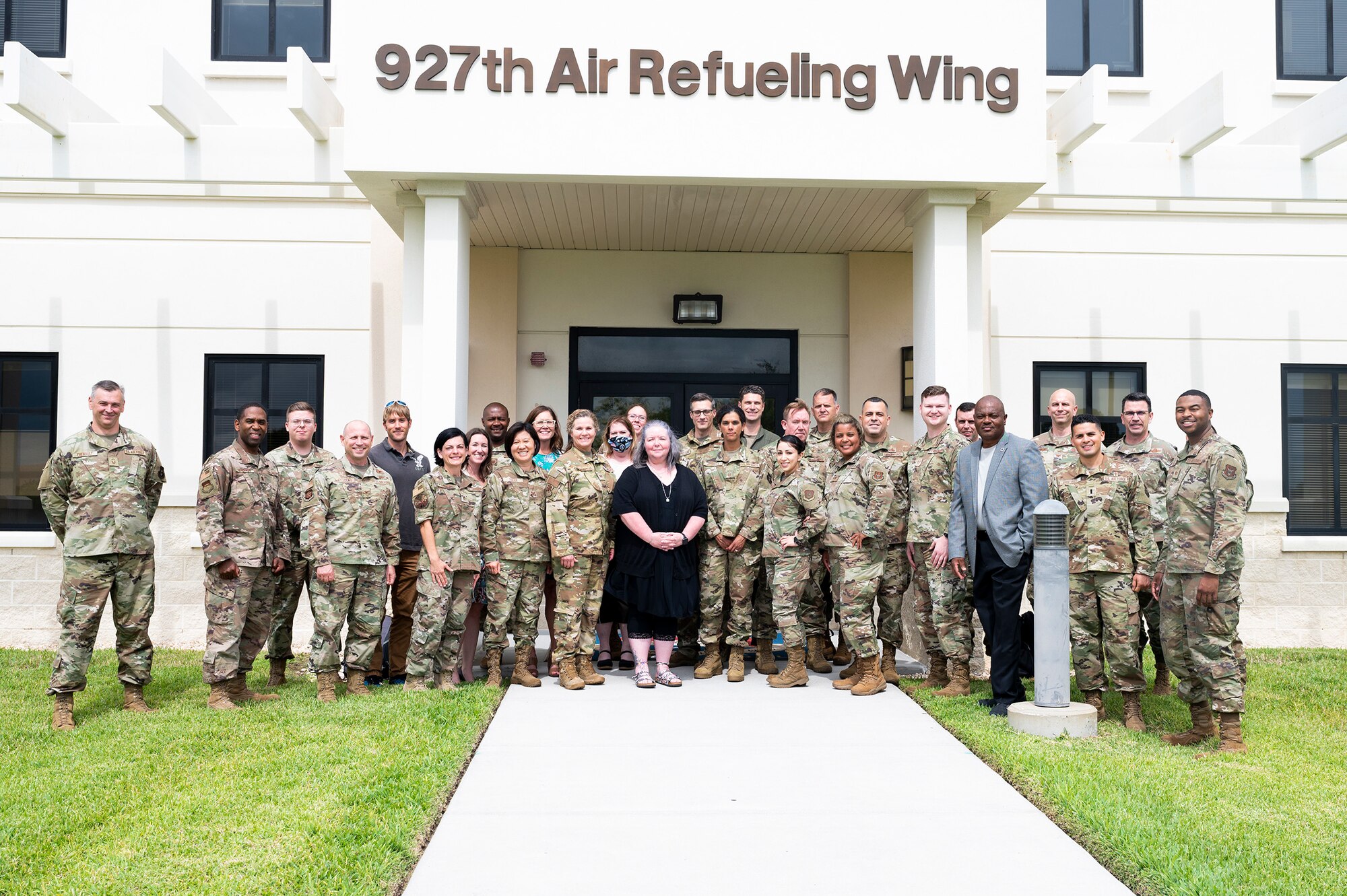 Participants of the Air Force Reserve Command diversity and inclusion program managers training pose for a group photo on MacDill Air Force Base, Florida, June 16, 2021. The course taught wing vice commanders and program implementors the skills to promote the Air Force Reserve’s vision for diversity and inclusion. (U.S. Air Force photo by Staff Sgt. Bradley Tipton)