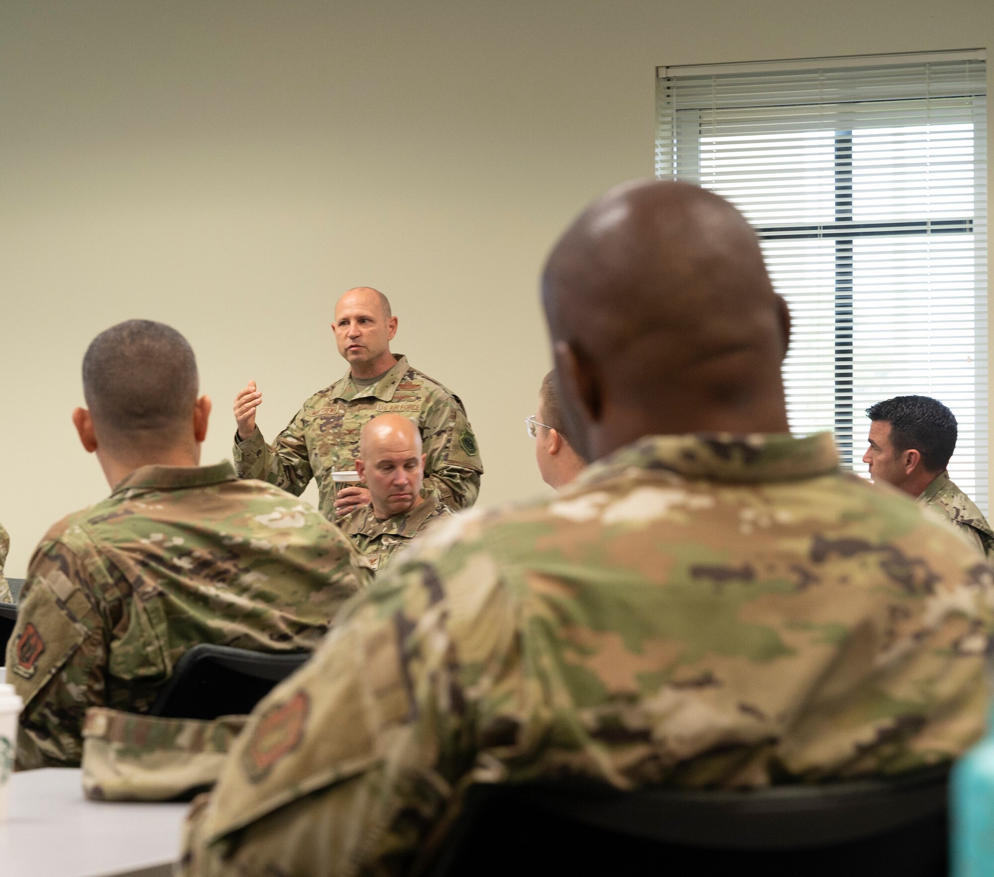 Participants from the Air Force Reserve Command diversity and inclusion program manager's course on MacDill Air Force Base, Florida, engage in discussion June 16, 2021. The two-day course prepared vice commanders to implement the command's vision for diversity and inclusion. (U.S. Air Force photo by Staff Sgt. Bradley Tipton)