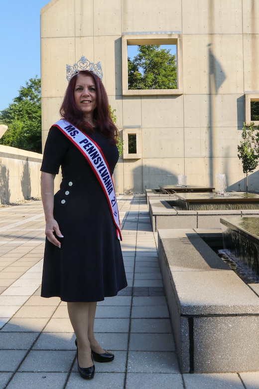 Joann Tresco, a Pennsylvania National Guard veteran and current risk reduction coordinator for the Service Member and Family Support division was crowned Ms. Pennsylvania Senior America June 26 in Hummelstown. Tresco, who served 34 years as a paralegal in the 28th Headquarters and Headquarters Battalion, 28th Infantry Division, earned the title through a virtual competition and will compete virtually for the title of Ms. National Senior America in August. (U.S. Army National Guard photo by Staff Sgt. Zane Craig)