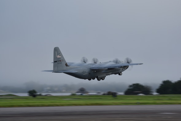 Air Force Reserve Hurricane Hunters, from the 53rd Weather Reconnaissance Squadron, took off today from Keesler Air Force Base on their way to Homestead Air Reserve Base in southern Florida prepositioning for an Atlantic storm mission.  The Hurricane Hunters are scheduled to begin flying Tropical Storm Elsa, July 2. (U.S. Air Force photo by Jessica L. Kendziorek)