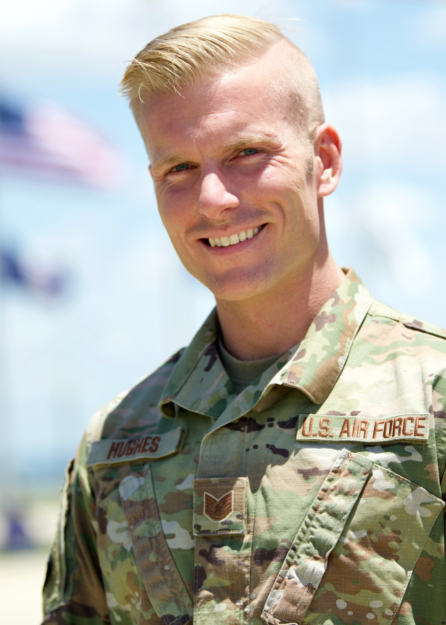 Tech. Sgt. Devin Hughes poses for a photo on MacDill Air Force Base, Florida, May 14, 2021. Hughes is a crew chief assigned to the 927th Aircraft Maintenance Squadron. (U.S. Air Force photo by Staff Sgt. Bradley Tipton)