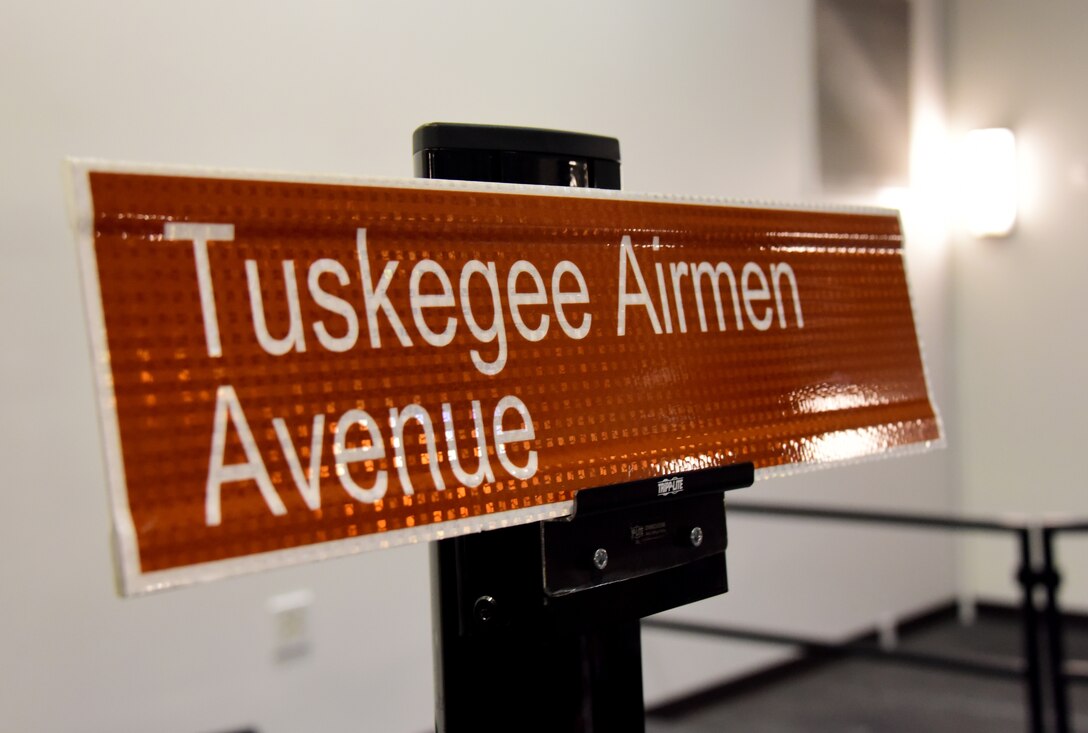 The Tuskegee Airmen Avenue sign was revealed at a street renaming ceremony at Sheppard Air Force Base, Texas