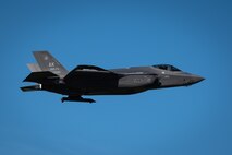 An F-35A Lightning II assigned to the 355th Fighter Squadron flies over Eielson Air Force Base, Alaska, July 1, 2021.