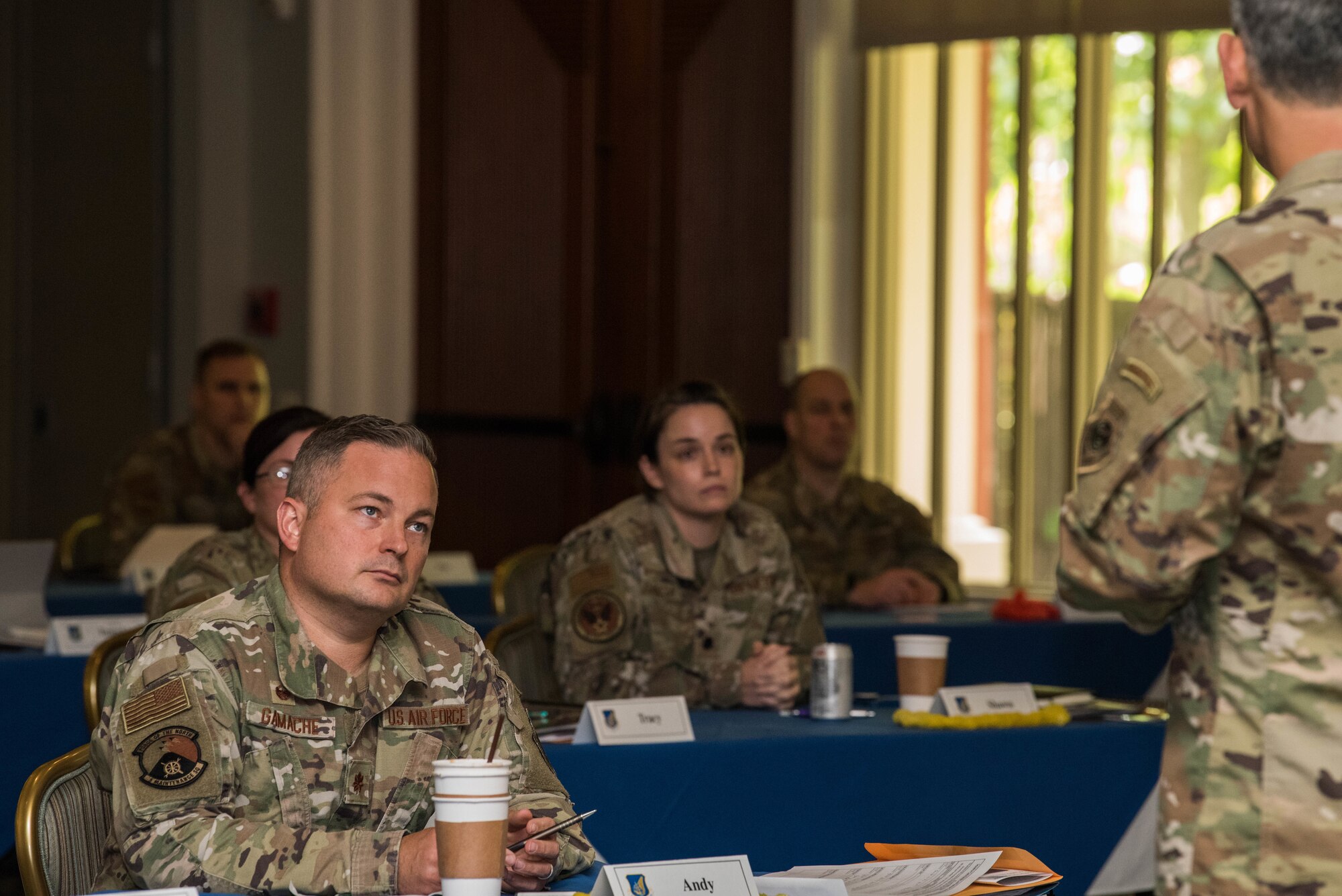 U.S. Air Force Gen. Ken Wilsbach, Pacific Air Forces (PACAF) commander, speaks to subordinate commanders during a PACAF Squadron Commander’s Course question and answer session, Joint Base Pearl Harbor-Hickam, Hawaii, June 21, 2021. The course was attended by squadron commanders preparing to take command within PACAF and their spouses. Spouses were invited to attend in order to receive insight and mentorship for the challenges they may face alongside their partners. Wilsbach touched on the concept of Agile Combat Employment, resiliency, work-life balance, and the importance of the squadron commander’s job. (U.S. Air Force photo by Staff Sgt. Hailey Haux)
