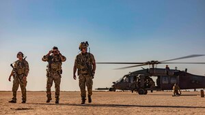 Airmen with the 26th Expeditionary Rescue Squadron conduct refueling operations