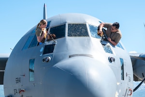 C-130J Super Hercules window cleaning during Red Flag-Alaska 21-2